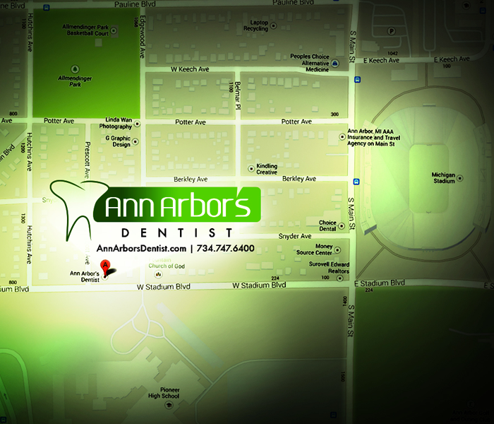 Ann Arbor's Dentist Location Map